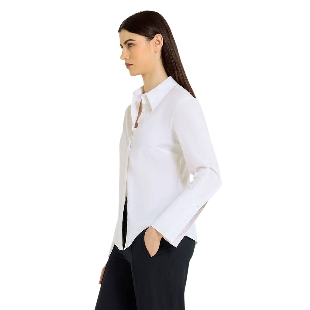 Hana San Antonia Button Up Shirt White Wide Cuff Button Down Minimalist 6 ($235)